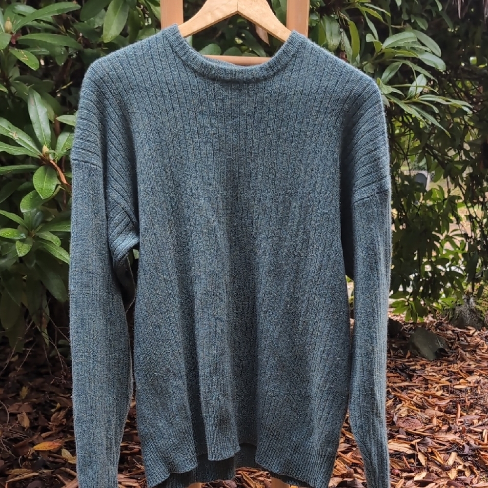 Charter Club Cashmere & Cotton Ribbed Earthtone Green Jewel Sweater